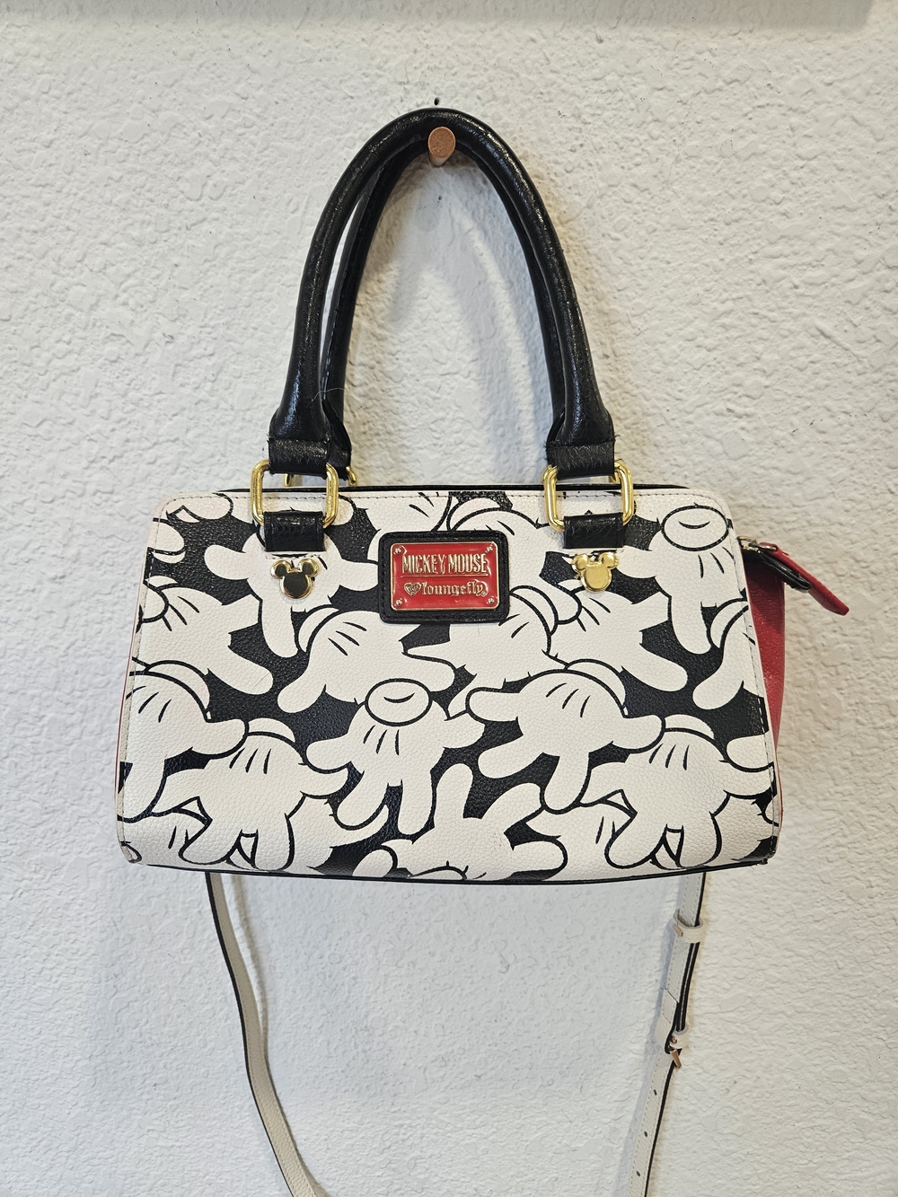 Loungefly Disney Mickey Mouse All-Over Print Hands Satchel / Crossbody Bag